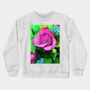 Single Pink Rose Floral Display - Autumn Bouquet - Flowers Crewneck Sweatshirt